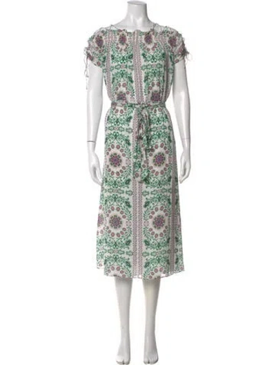 Pre-owned Tory Burch Silk Midi Length Dress In Multi