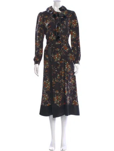Pre-owned Tory Burch Silk Midi Length Dress In Multi