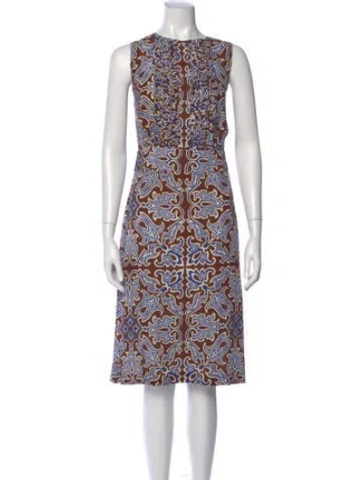Pre-owned Tory Burch Silk Midi Length Dress In Multi