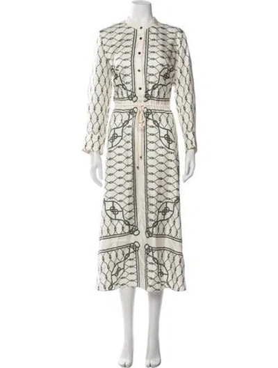 Pre-owned Tory Burch Silk Midi Length Dress In Multi