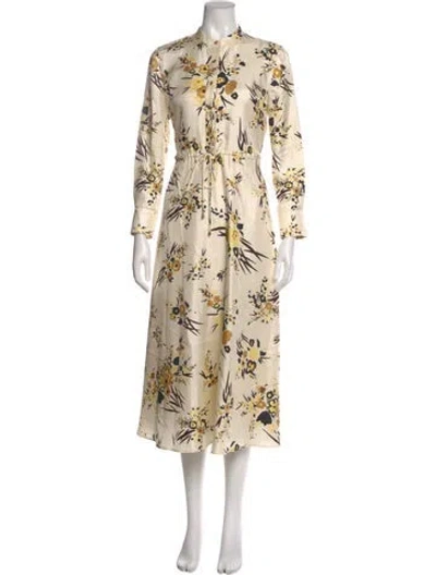 Pre-owned Tory Burch Silk Midi Length Dress In Neutral