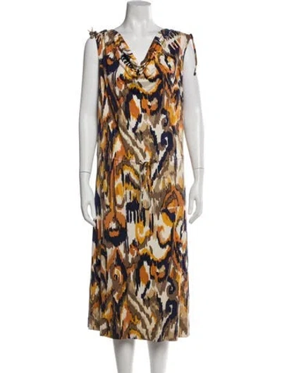 Pre-owned Tory Burch Silk Midi Length Dress In Neutral