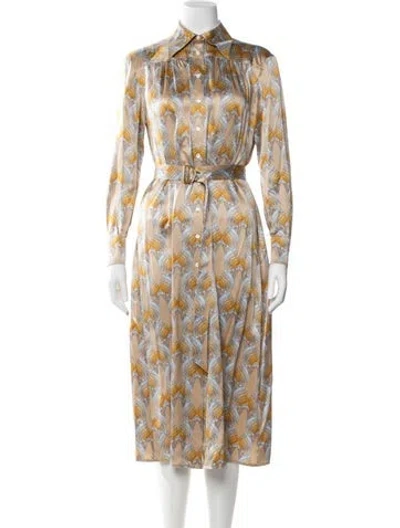 Pre-owned Tory Burch Silk Midi Length Dress In Neutral