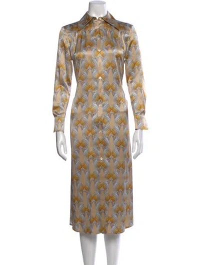 Pre-owned Tory Burch Silk Midi Length Dress In Neutral