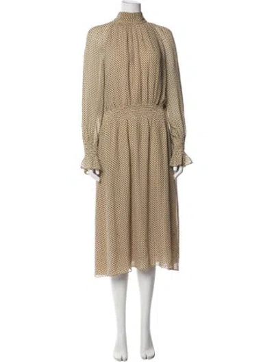 Pre-owned Tory Burch Silk Midi Length Dress In Neutrals