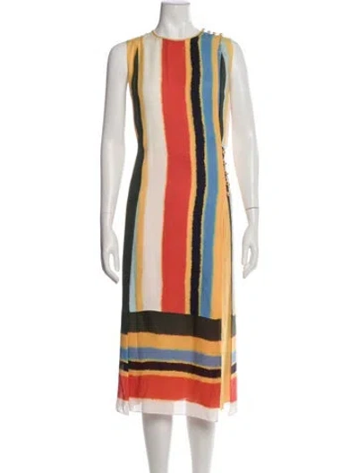 Pre-owned Tory Burch Silk Midi Length Dress In Orange