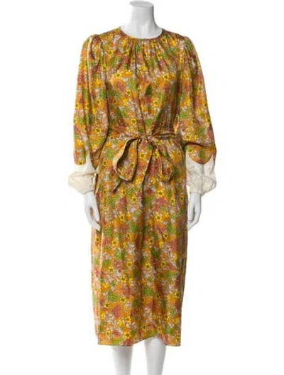 Pre-owned Tory Burch Silk Midi Length Dress In Orange