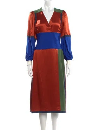 Pre-owned Tory Burch Silk Midi Length Dress In Orange