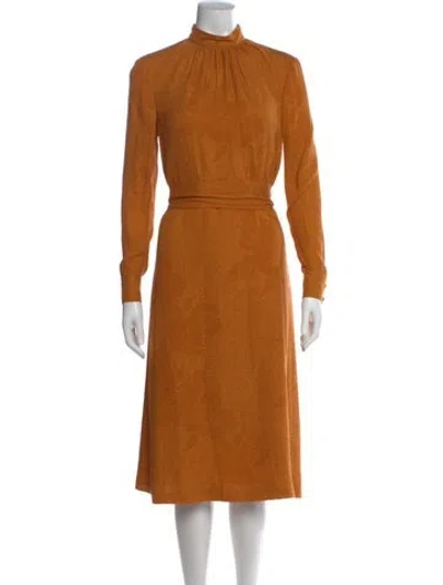 Pre-owned Tory Burch Silk Midi Length Dress In Orange