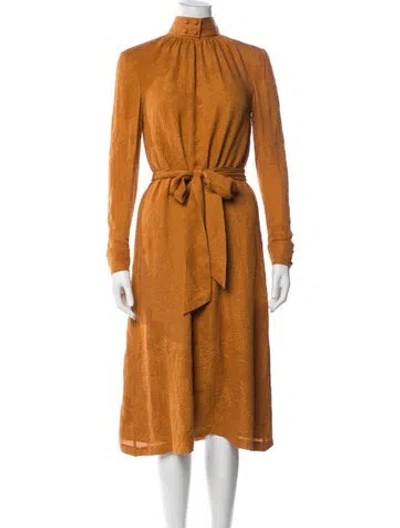 Pre-owned Tory Burch Silk Midi Length Dress In Orange