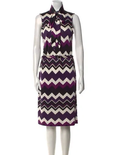Pre-owned Tory Burch Silk Midi Length Dress In Purple