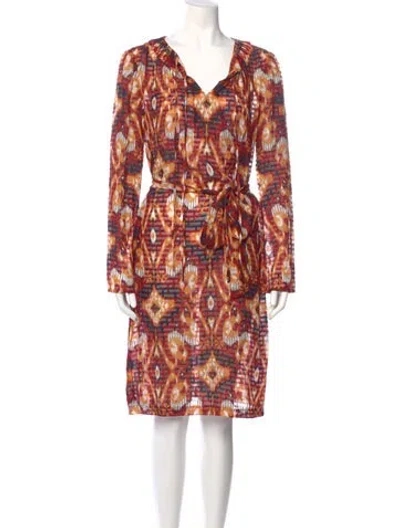 Pre-owned Tory Burch Silk Midi Length Dress In Red