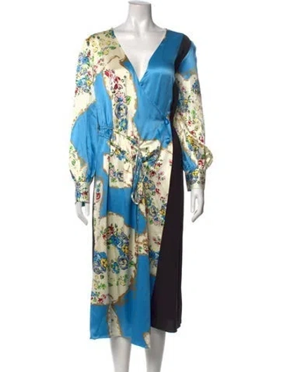 Pre-owned Tory Burch Silk Midi Length Dress W/ Tags In Multi