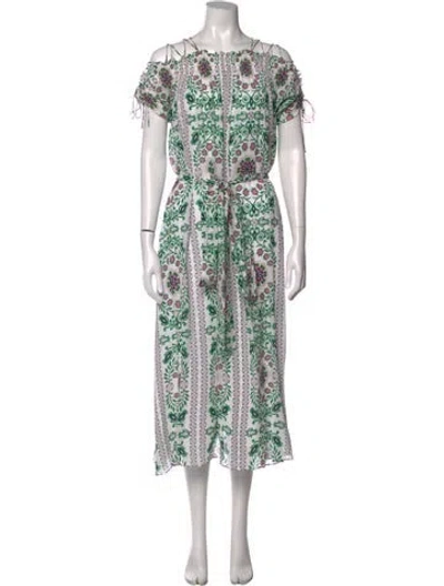 Pre-owned Tory Burch Silk Midi Length Dress W/ Tags In White
