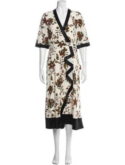 Pre-owned Tory Burch Silk Midi Length Dress In White