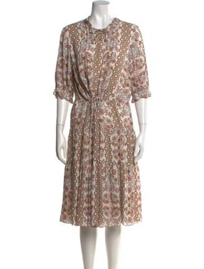 Pre-owned Tory Burch Silk Midi Length Dress In White
