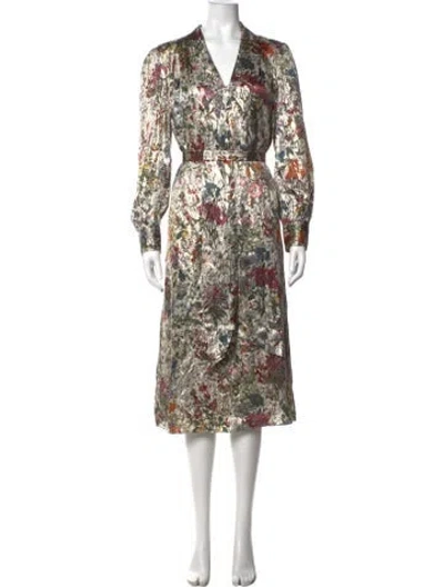 Pre-owned Tory Burch Silk Midi Length Dress In White