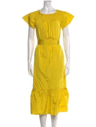 Pre-owned Tory Burch Silk Midi Length Dress In Yellow