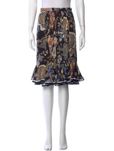 Pre-owned Tory Burch Silk Midi Length Skirt In Black