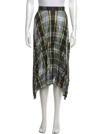 Pre-owned Tory Burch Silk Midi Length Skirt In Black/blue