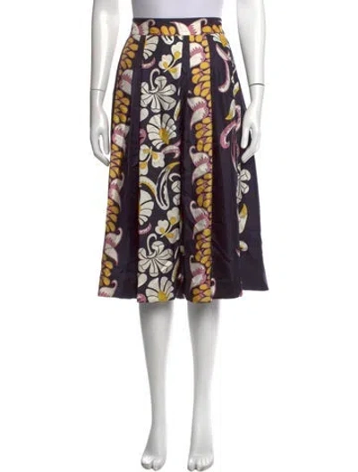 Pre-owned Tory Burch Silk Midi Length Skirt In Blue