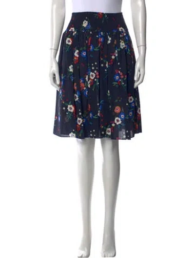 Pre-owned Tory Burch Silk Midi Length Skirt In Blue
