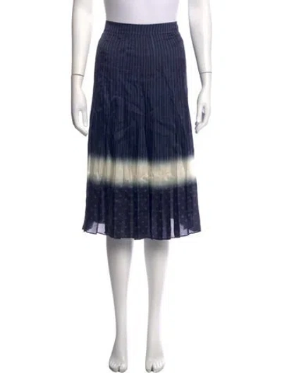 Pre-owned Tory Burch Silk Midi Length Skirt In Blue