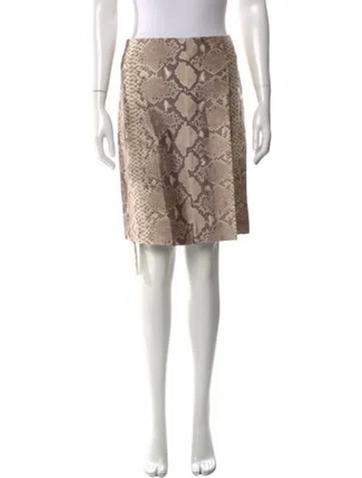Pre-owned Tory Burch Silk Midi Length Skirt In Brown