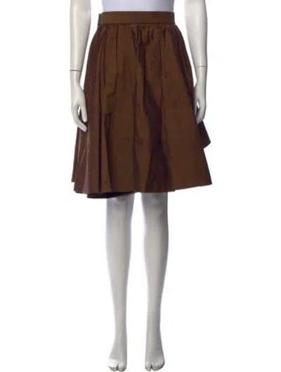 Pre-owned Tory Burch Silk Midi Length Skirt In Brown
