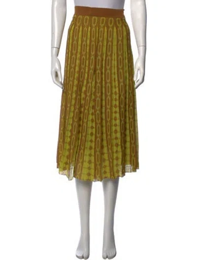 Pre-owned Tory Burch Silk Midi Length Skirt In Green