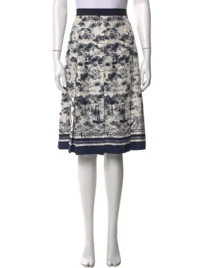 Pre-owned Tory Burch Silk Midi Length Skirt In Multi