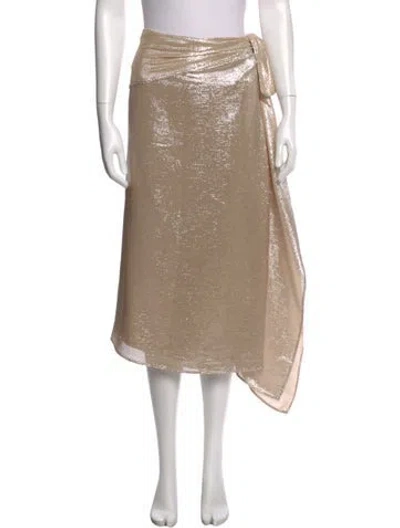 Pre-owned Tory Burch Silk Midi Length Skirt In Neutral