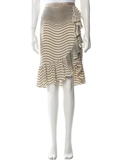 Pre-owned Tory Burch Silk Midi Length Skirt In Neutral