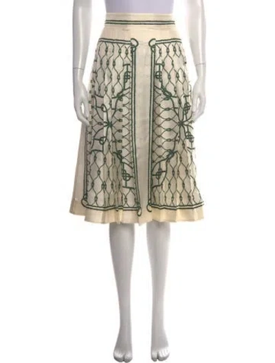Pre-owned Tory Burch Silk Midi Length Skirt In Neutrals