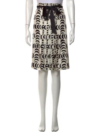 Pre-owned Tory Burch Silk Midi Length Skirt In Neutrals