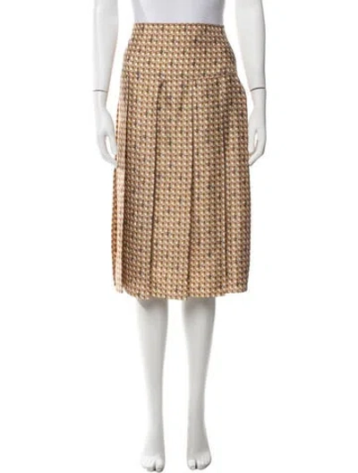 Pre-owned Tory Burch Silk Midi Length Skirt In Neutrals