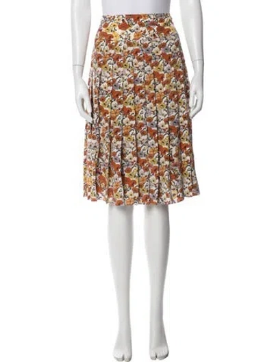 Pre-owned Tory Burch Silk Midi Length Skirt In Orange