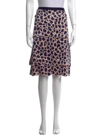 Pre-owned Tory Burch Silk Midi Length Skirt In Pink