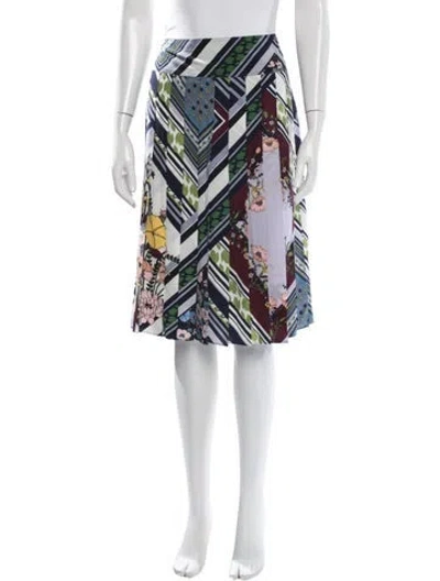 Pre-owned Tory Burch Silk Midi Length Skirt In Purple
