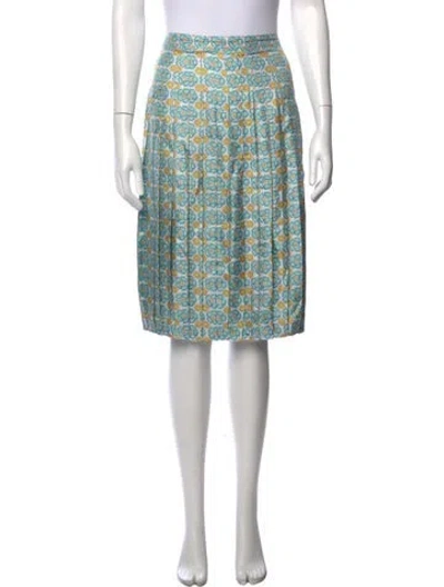 Pre-owned Tory Burch Silk Midi Length Skirt W/ Tags In Blue