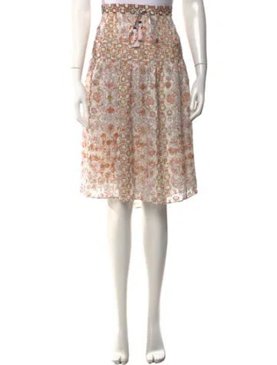 Pre-owned Tory Burch Silk Midi Length Skirt W/ Tags In Neutral