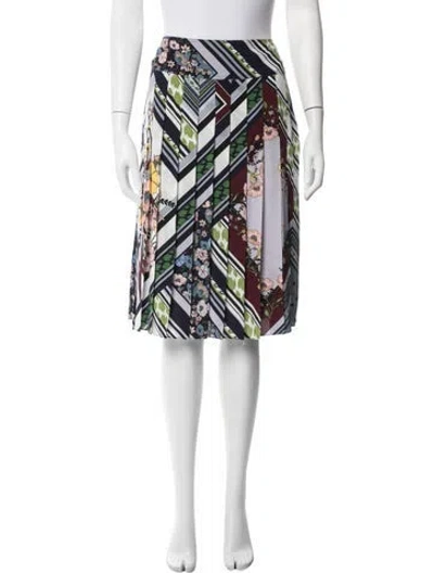 Pre-owned Tory Burch Silk Midi Length Skirt In White