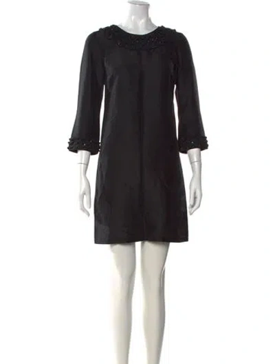 Pre-owned Tory Burch Silk Mini Dress In Black