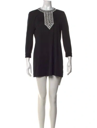 Pre-owned Tory Burch Silk Mini Dress In Black
