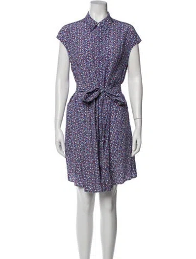 Pre-owned Tory Burch Silk Mini Dress In Blue