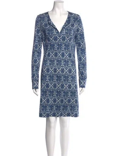 Pre-owned Tory Burch Silk Mini Dress In Blue