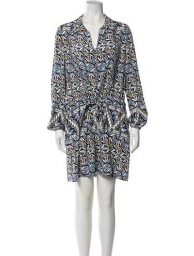 Pre-owned Tory Burch Silk Mini Dress In Blue