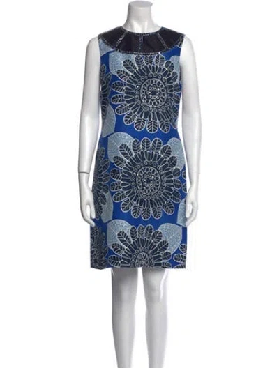Pre-owned Tory Burch Silk Mini Dress In Blue