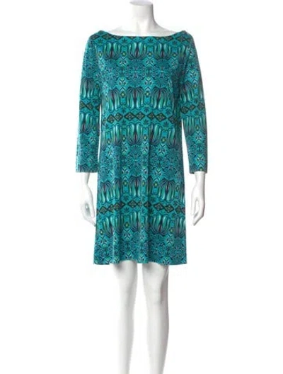 Pre-owned Tory Burch Silk Mini Dress In Blue