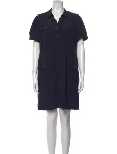 Pre-owned Tory Burch Silk Mini Dress In Blue